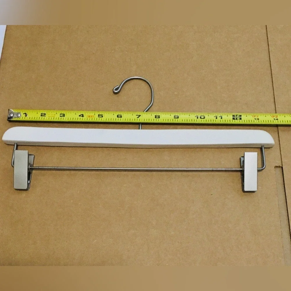 Mainetti White Wooden Pant Skirt Hangers‎ with Metal Clips 14 Inch Lot of 15